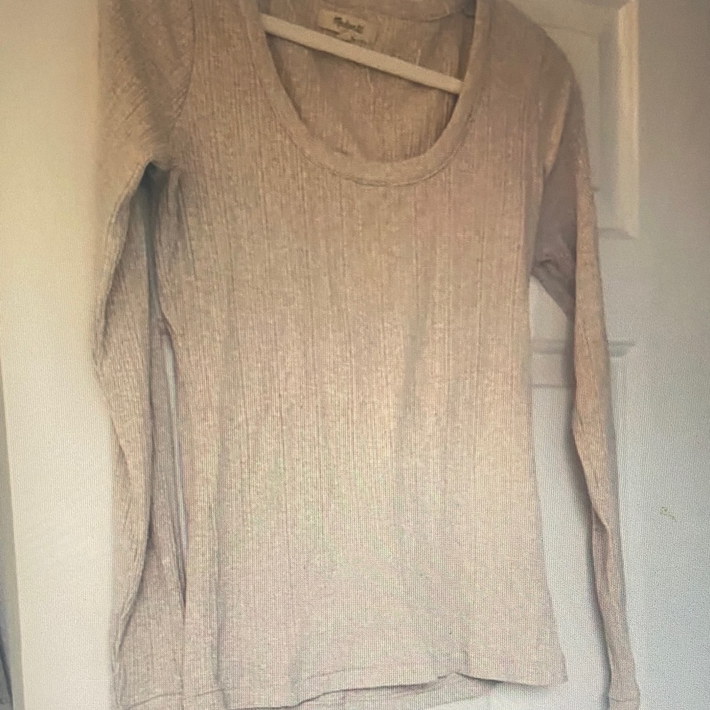 Madewell Taupe Ribbed Knit Top